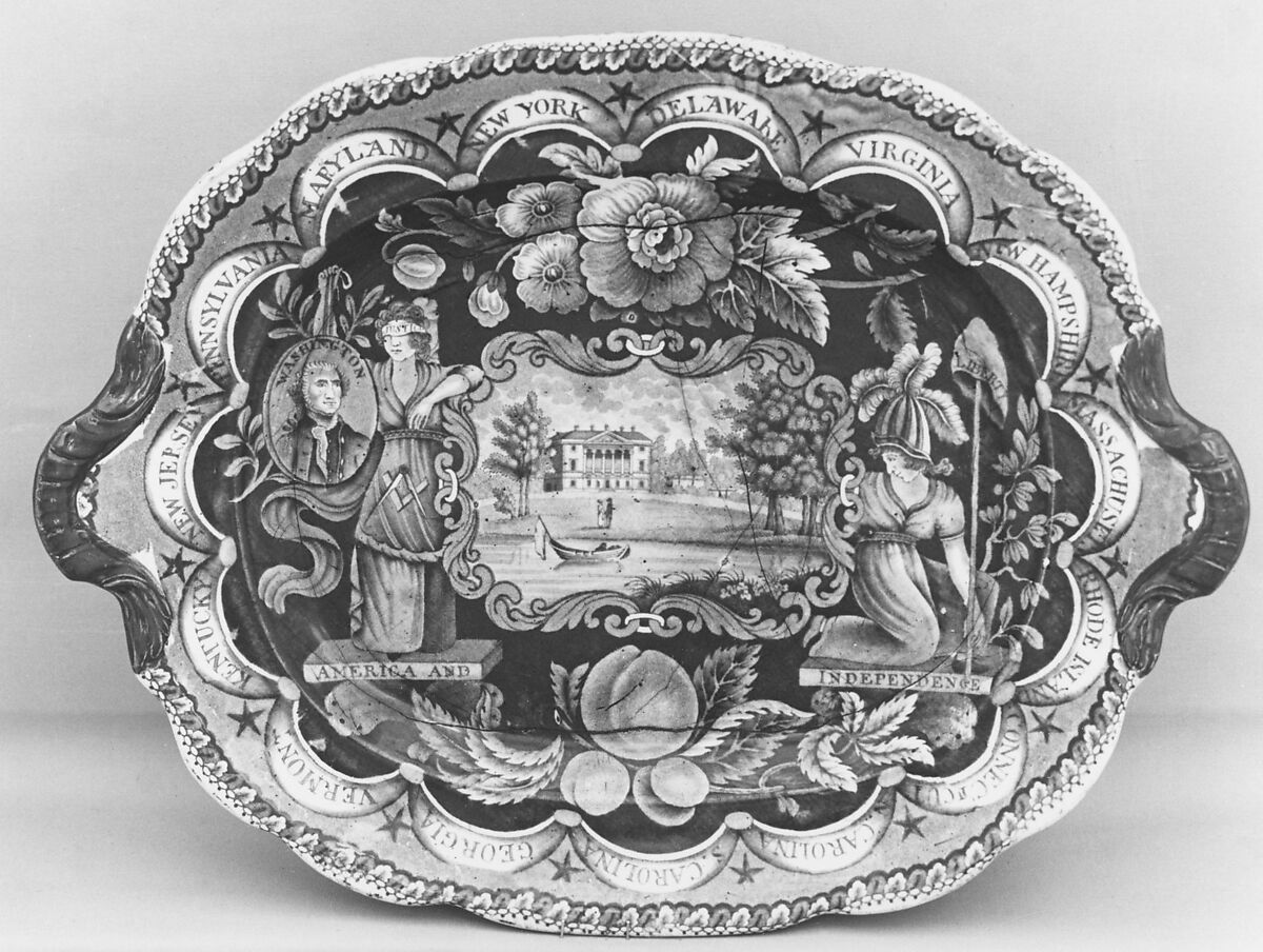 Platter, James and Ralph Clews (British, Cobridge, Stoke-on-Trent, active ca. 1818–36), Earthenware, transfer-printed, British (American market) 