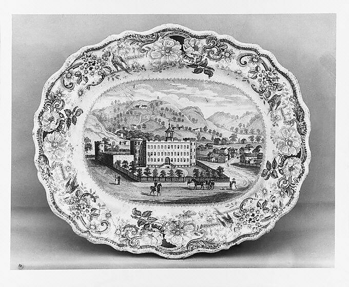 Platter, James and Ralph Clews (British, Cobridge, Stoke-on-Trent, active ca. 1818–36), Earthenware, transfer-printed, British (American market) 