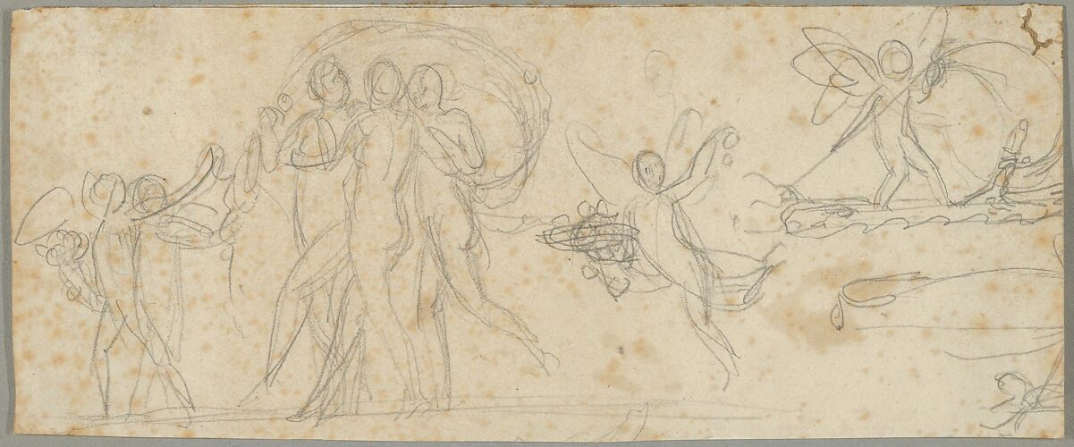 The Three Graces and Putti; verso: Various Studies