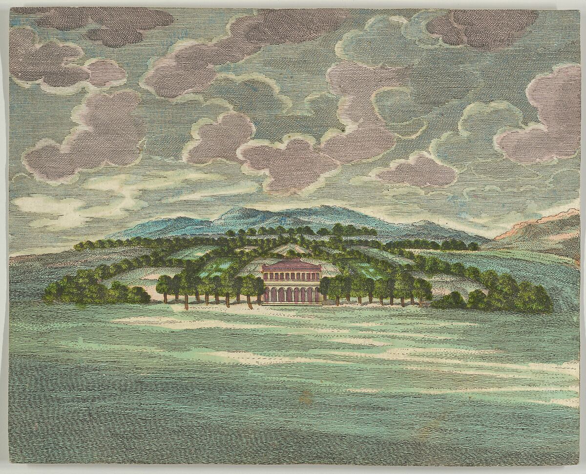 Paper Theater or Diorama of an Italianate Villa and Garden, Martin Engelbrecht (German, Augsburg 1684–1756 Augsburg), Etching and watercolor