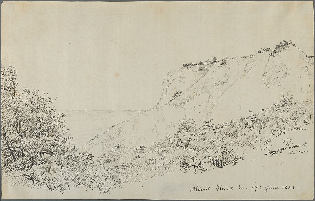 The Cliff of Møn, Peter Christian Thamsen Skovgaard (Danish, Ringsted 1817–1875 Copenhagen), Pen and black ink 