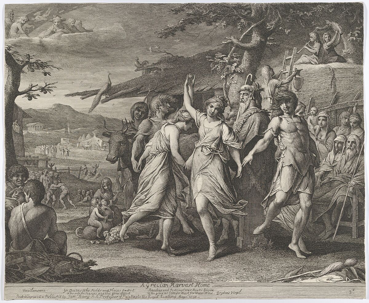A Grecian Harvest-Home, or Thanksgiving to the Rural Deities, Ceres, Bacchus, etc., James Barry (Irish, Cork 1741–1806 London), Etching and engraving; unrecorded alternate third state of four 