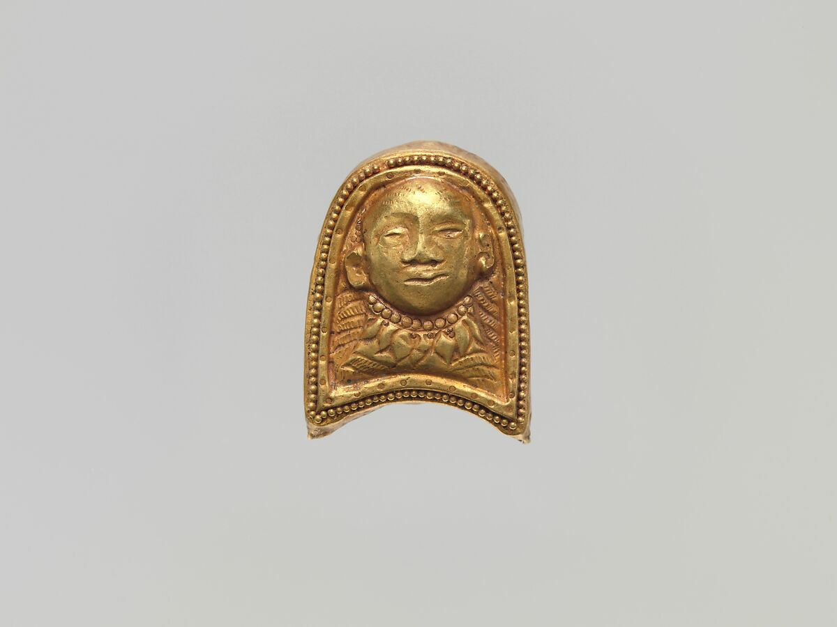 Plaque with Head, Gold, China (Xinjiang Autonomous Region, Central Asia) 