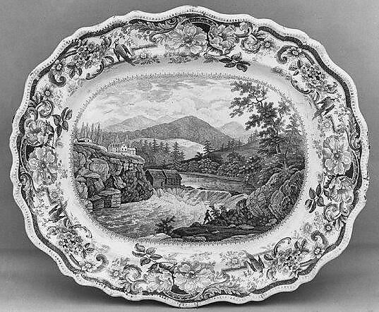 Platter, James and Ralph Clews (British, Cobridge, Stoke-on-Trent, active ca. 1818–36), Earthenware, transfer-printed, British (American market) 