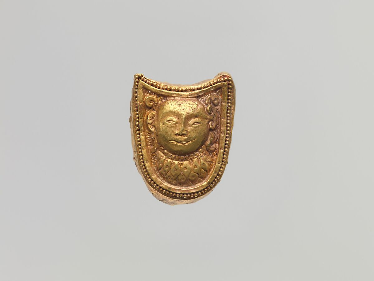 Plaque with Head, Gold, China (Xinjiang Autonomous Region, Central Asia) 