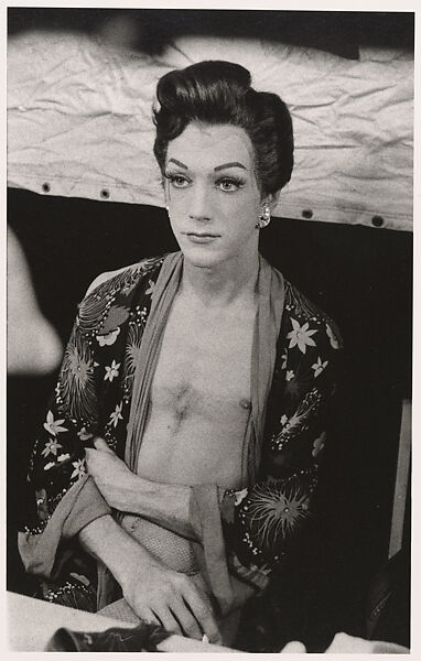 Seated female impersonator in an open kimono, Hempstead, L.I., Diane Arbus  American, Gelatin silver print