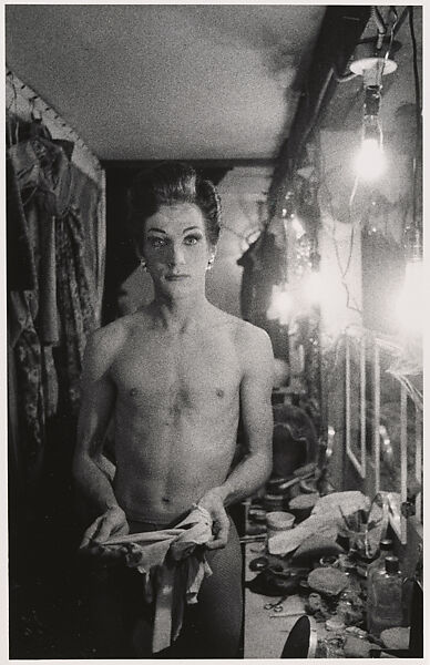 Female impersonator holding long gloves, Hempstead, L.I., Diane Arbus  American, Gelatin silver print