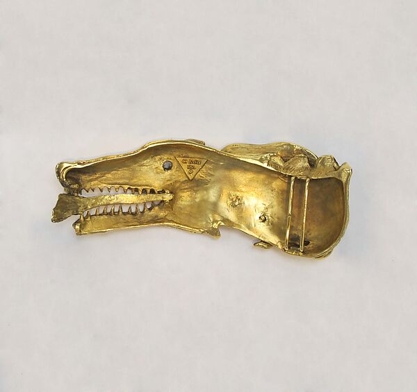 Belt buckle, Christopher Ross (American, born 1931), metal, glass, American