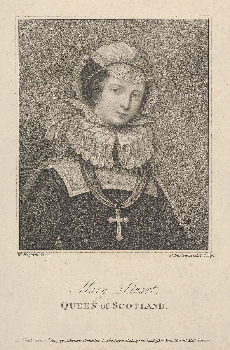 Mary, Queen of Scots, Francesco Bartolozzi (Italian, Florence 1728–1815 Lisbon), Stipple engraving; fifth state of five 