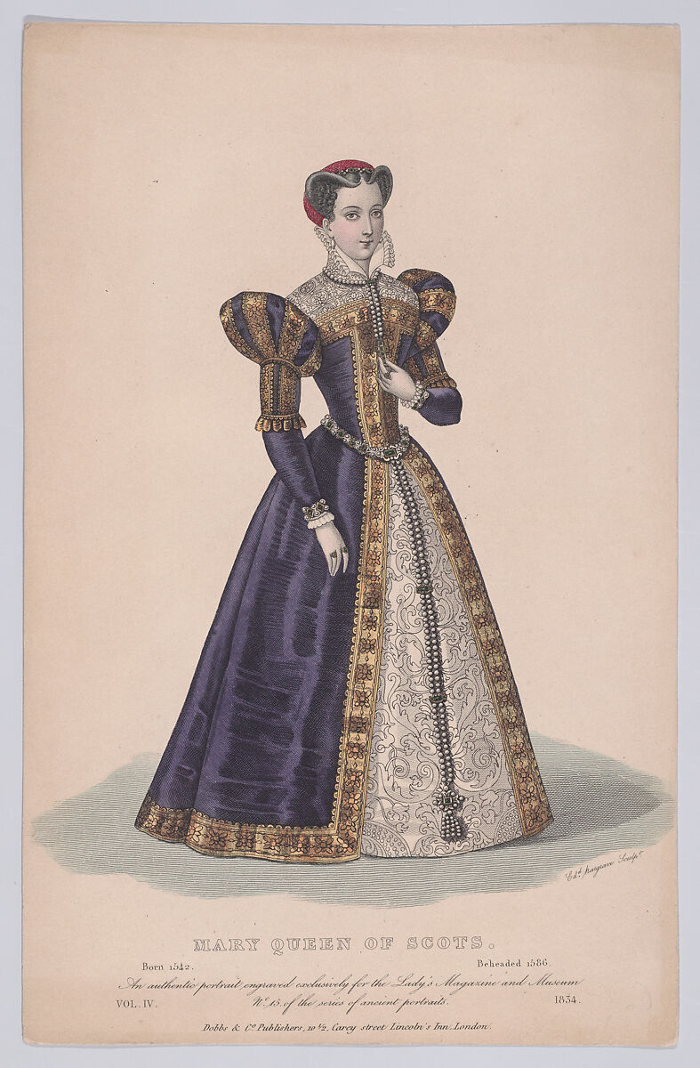 Mary, Queen of Scots (from "Court Magazine and Monthly Critic and Lady's Magazine," volume IV), Edward Hargrave (British, active London, mid-19th century), Hand-colored etching with stipple 