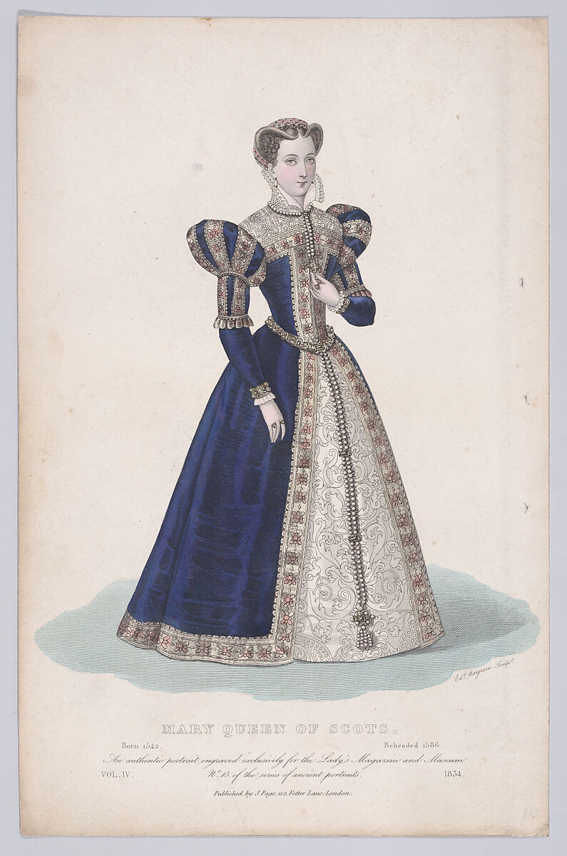 Mary, Queen of Scots (from "Court Magazine and Monthly Critic and Lady's Magazine," volume IV), Edward Hargrave (British, active London, mid-19th century), Hand-colored etching with stipple 