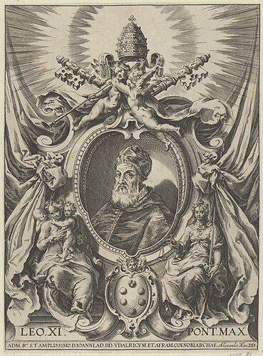 Portrait of Pope Leo X in a decorative border