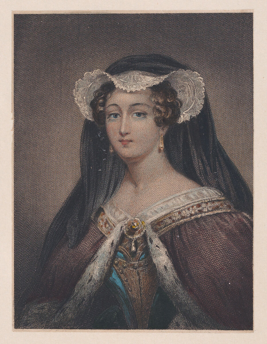 Mary, Queen of Scots, William Home Lizars (British, Edinburgh, Scotland 1788–1859 Galashiels), Hand-colored reproductive engraving with lozenge and dot technique 