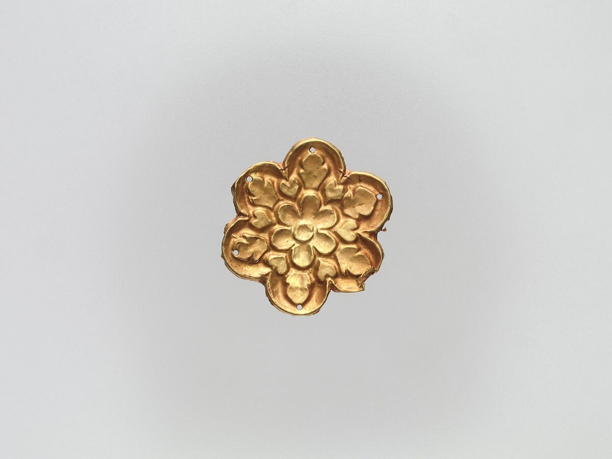 Flower-Shaped Clothing Plaque, Gold, China (Xinjiang Autonomous Region, Central Asia) 