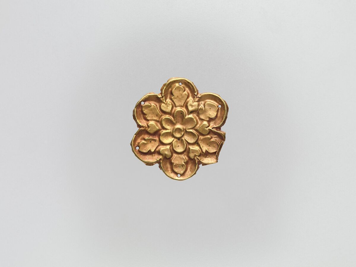 Flower-Shaped Clothing Plaque, Gold, China (Xinjiang Autonomous Region, Central Asia) 