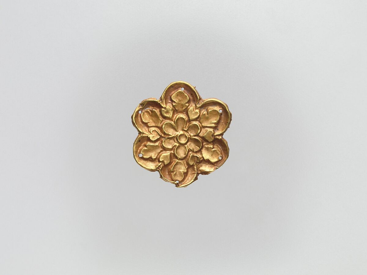 Flower-Shaped Clothing Plaque, Gold, China (Xinjiang Autonomous Region, Central Asia) 