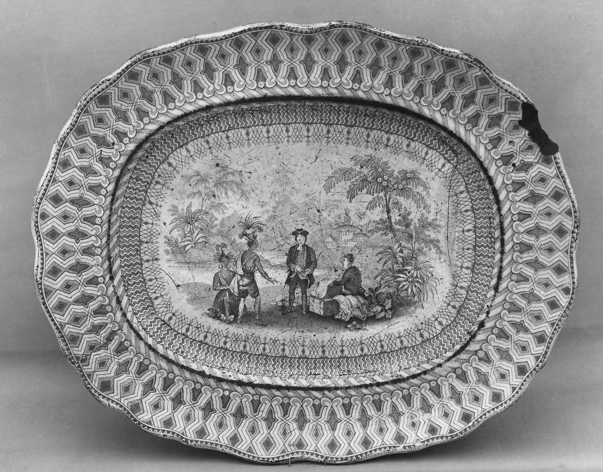 Platter, Thomas Green (active ca. 1847–59), Earthenware, transfer-printed, British (American market) 