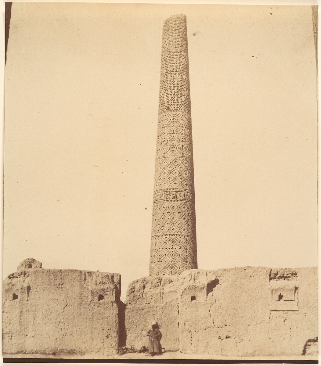 [Minaret of the Mosque of 40 Columns, Chehel Dokhtar, 359b.], Possibly by Luigi Pesce (Italian, 1818–1891), Albumen silver print 