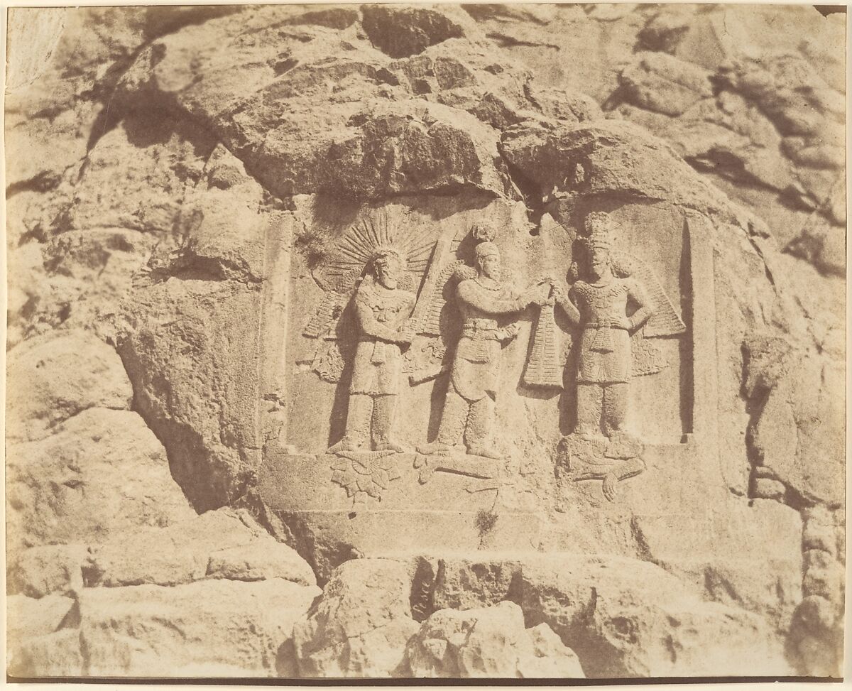 (7) [Tag-e Bustan, Crowning Ceremony of Shapour II, Kermanshah], Luigi Pesce (Italian, 1818–1891), Albumen silver print 