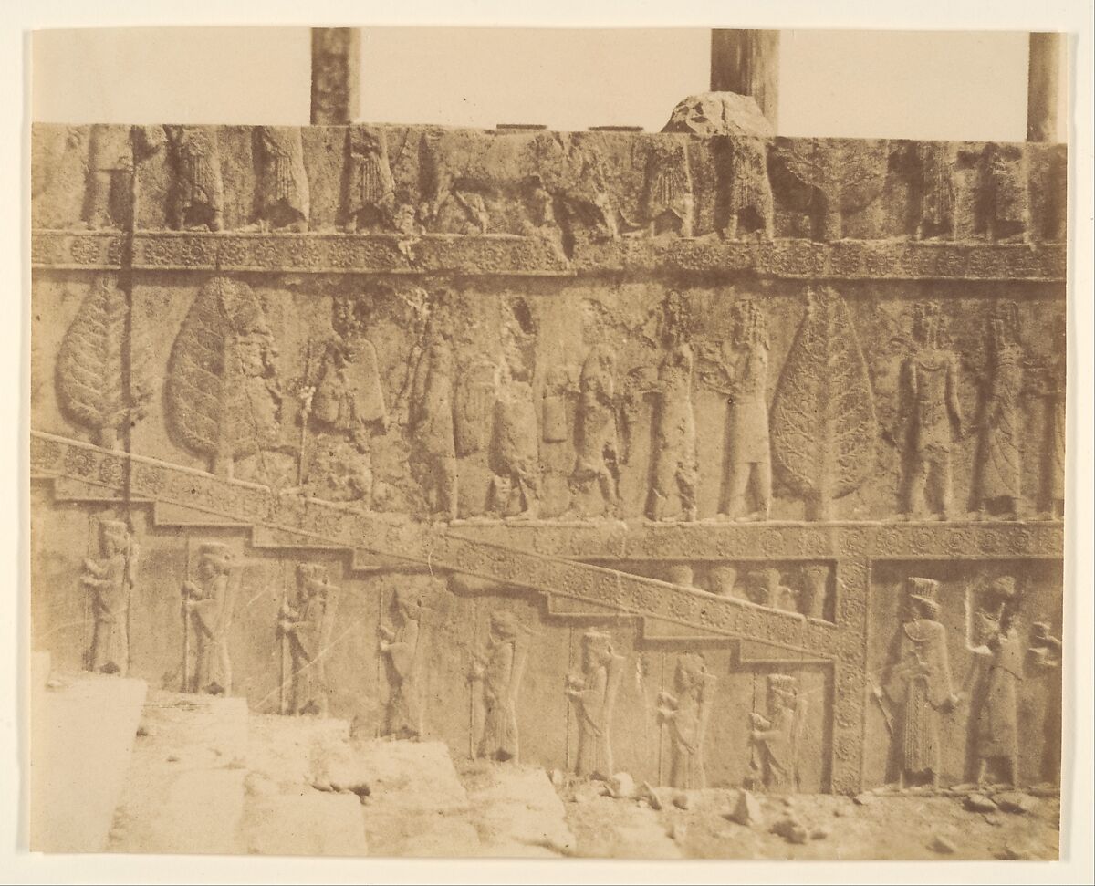 (16) [Apadana Hall Eastern Stairway, Persepolis, Fars], Possibly by Luigi Pesce (Italian, 1818–1891), Albumen silver print 