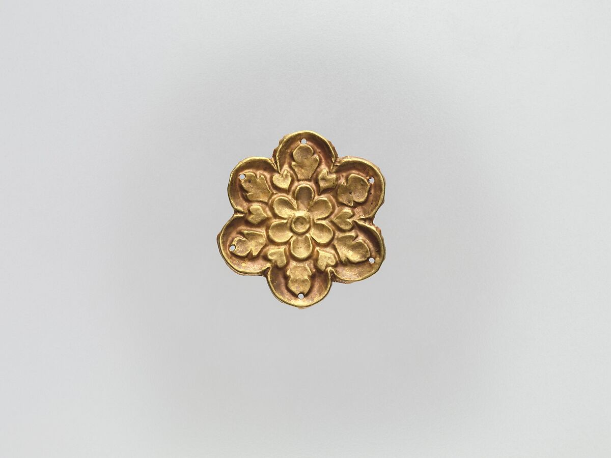 Flower-Shaped Clothing Plaque, Gold, China (Xinjiang Autonomous Region, Central Asia) 