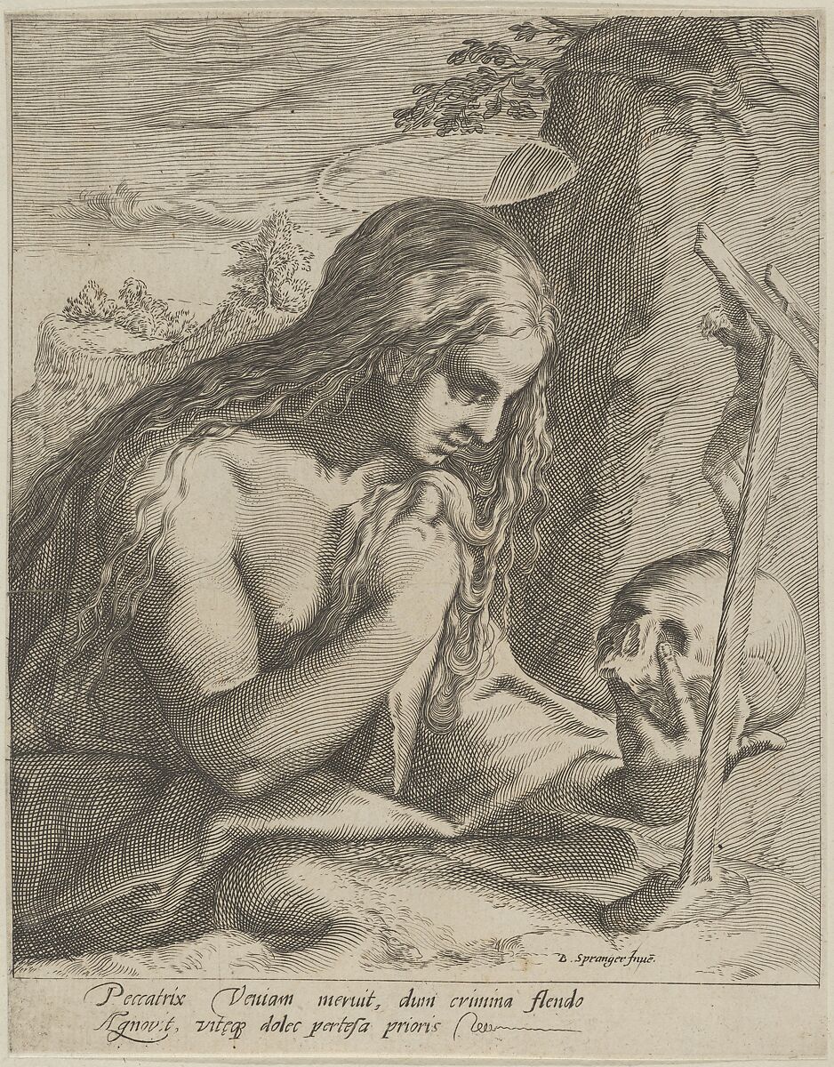 Penitent Mary Magdalen, After Bartholomeus Spranger (Netherlandish, Antwerp 1546–1611 Prague), Engraving 