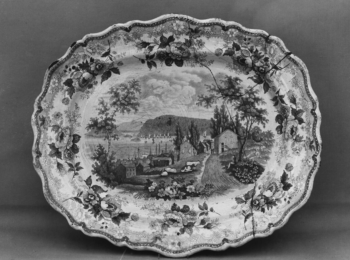 Platter, Job &amp; John Jackson (active 1831–35), Earthenware, transfer-printed, British (American market) 