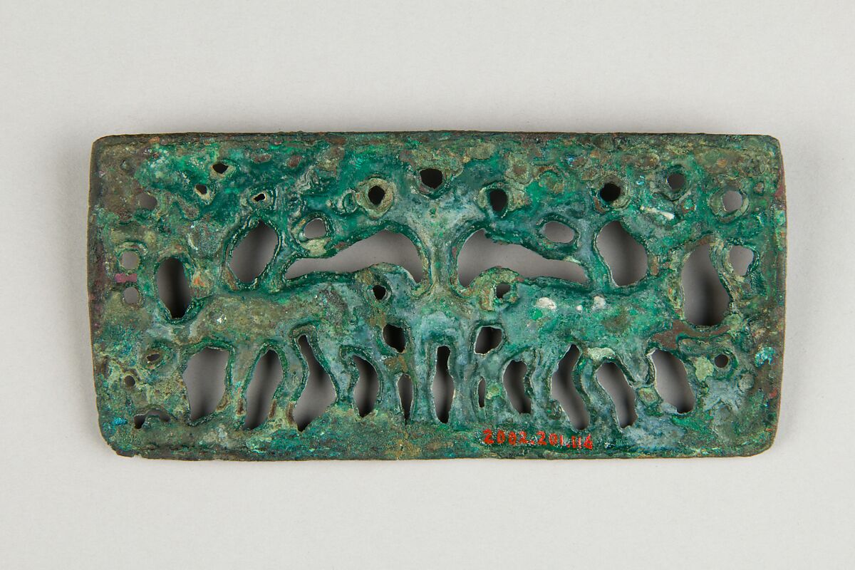 Belt Plaque with Three Ibex, Bronze, Northwest China
