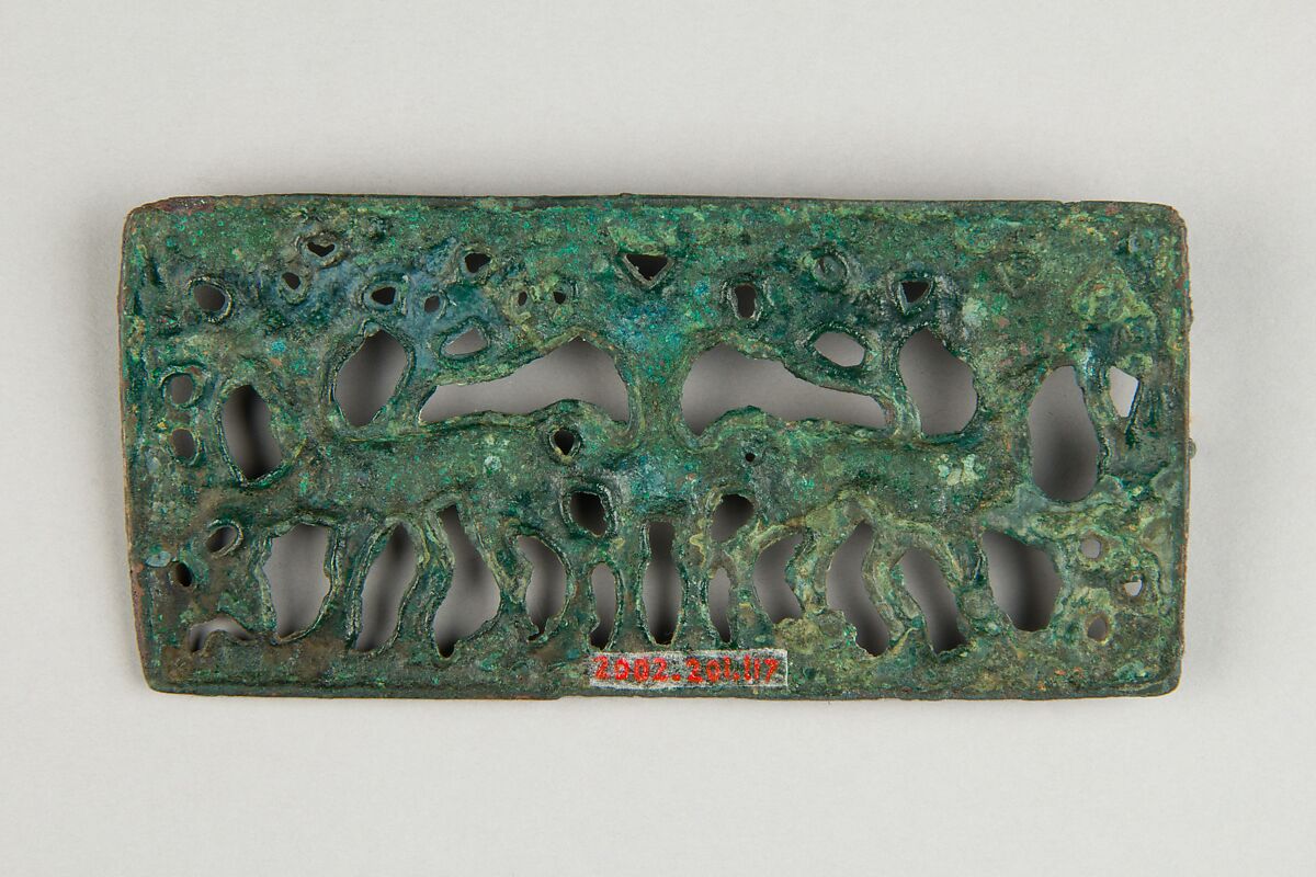 Belt Plaque with Three Ibex, Bronze, Northwest China