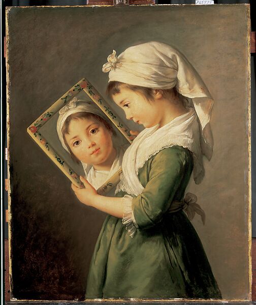 Julie Le Brun Looking in a Mirror, Elisabeth Louise Vigée Le Brun (French, Paris 1755–1842 Paris), Oil on wood 