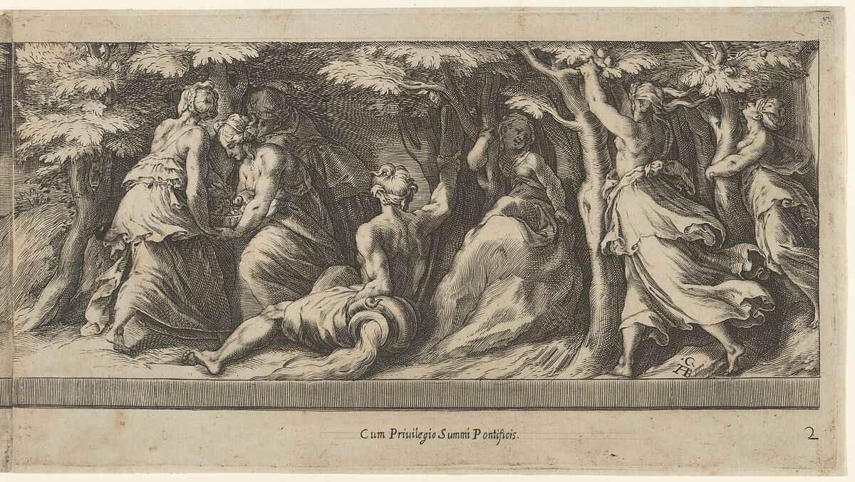 The taking of the Golden Apples, from Perseus and the Golden Apples, Cherubino Alberti (Zaccaria Mattia) (Italian, Borgo Sansepolcro 1553–1615 Rome), Engraving 