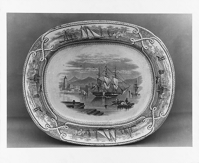 Platter, Francis Morley &amp; Co. (active ca. 1845–59), Earthenware, transfer-printed, British (American market) 