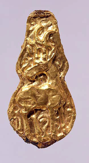 Harness Ornament with Stag, Gold-plated iron, North China 