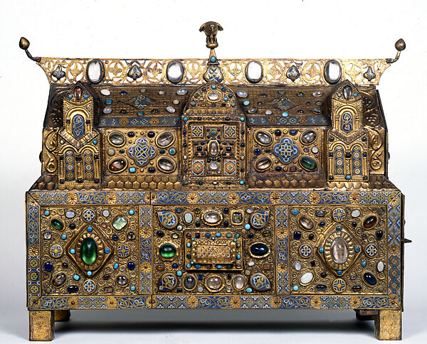 Chasse of Ambazac, Gilded copper, champlevé enamel, rock crystal, semiprecious stones, faience, and glass, French 