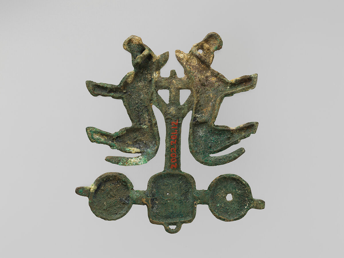 Plaque in the shape of a horse-drawn chariot, Bronze, Northeast China