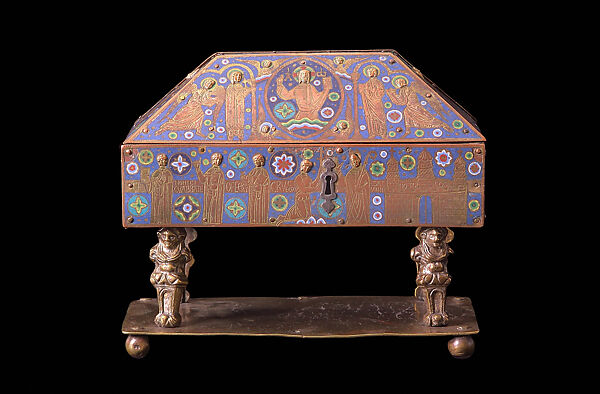Reliquary of the Cross, Gilded copper and champlevé enamel, French 