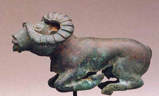 Chariot Yoke Ornament in the Shape of Recumbent Ram, Bronze, Northwest China 