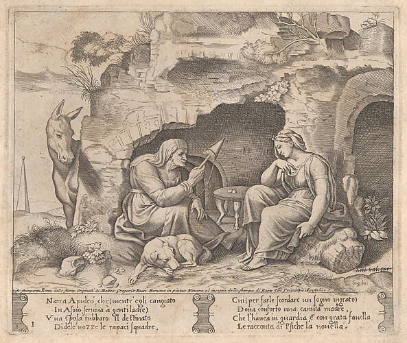 Plate 1: Apuleius changed into a donkey, listening to the story told by the old woman, from 