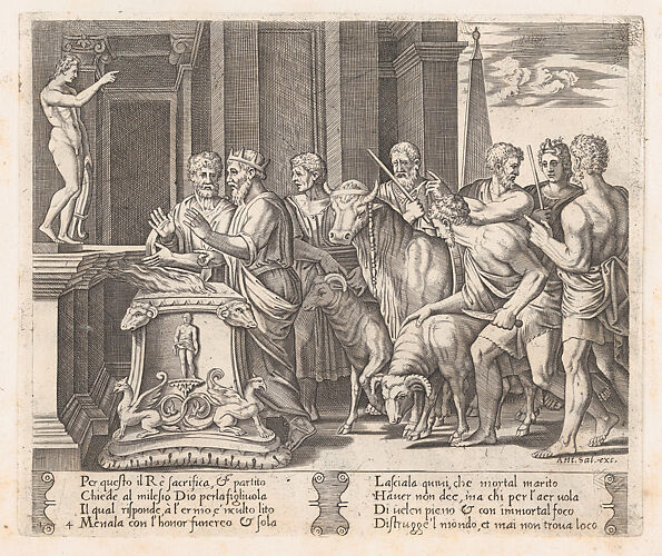 Plate 4: Psyche's father consulting the Oracle, accompanied by another king, from 