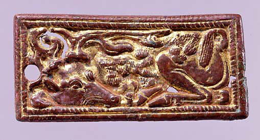 Belt Buckle with Recumbent Stags, Gilded bronze, North China 