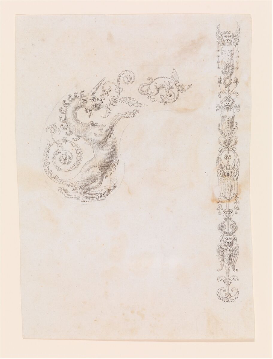 Design for the Decoration of the Grip of a Pocket Pistol, Workshop of Nicolas Noël Boutet (French, Versailles and Paris, 1761–1833), Pencil, ink, gray wash on paper, French, Versailles 