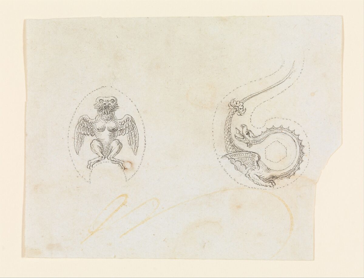 Designs for the Decoration of the Jaw and Profile of the Cock of a Firearm, Workshop of Nicolas Noël Boutet (French, Versailles and Paris, 1761–1833), Pencil, ink, gray wash on paper, French, Versailles 
