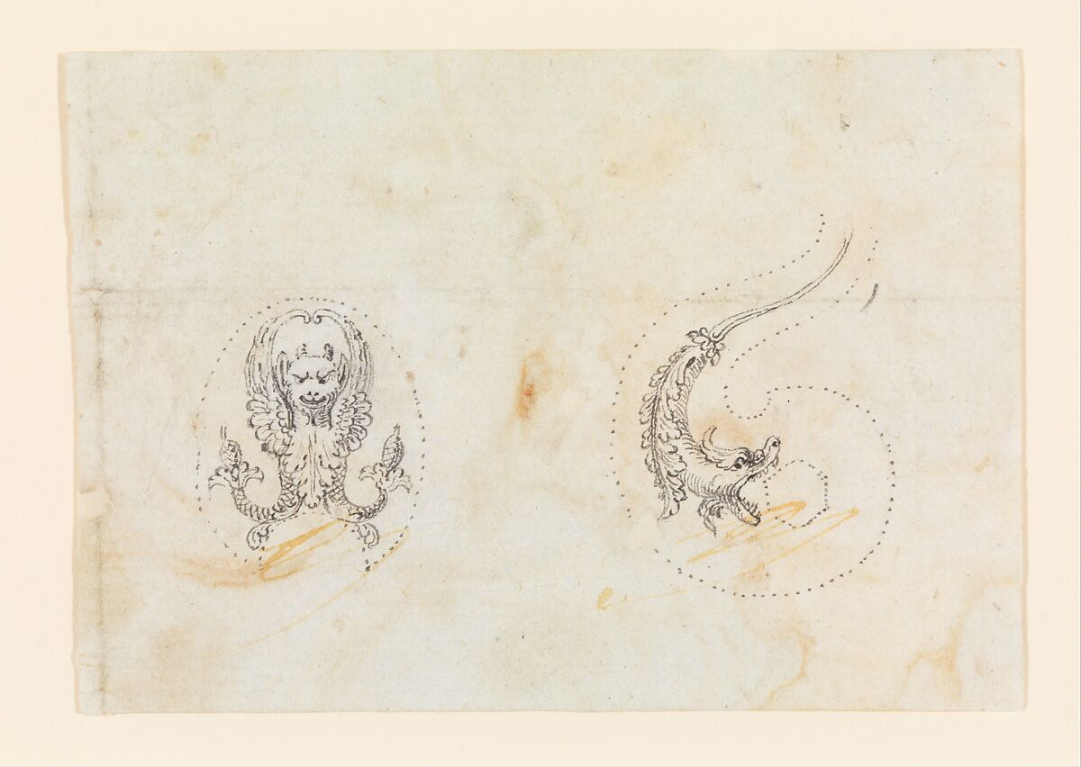 Designs for the Decoration of the Jaw and Profile of the Cock of a Firearm, Workshop of Nicolas Noël Boutet (French, Versailles and Paris, 1761–1833), Pencil, ink, gray wash on paper, French, Versailles 