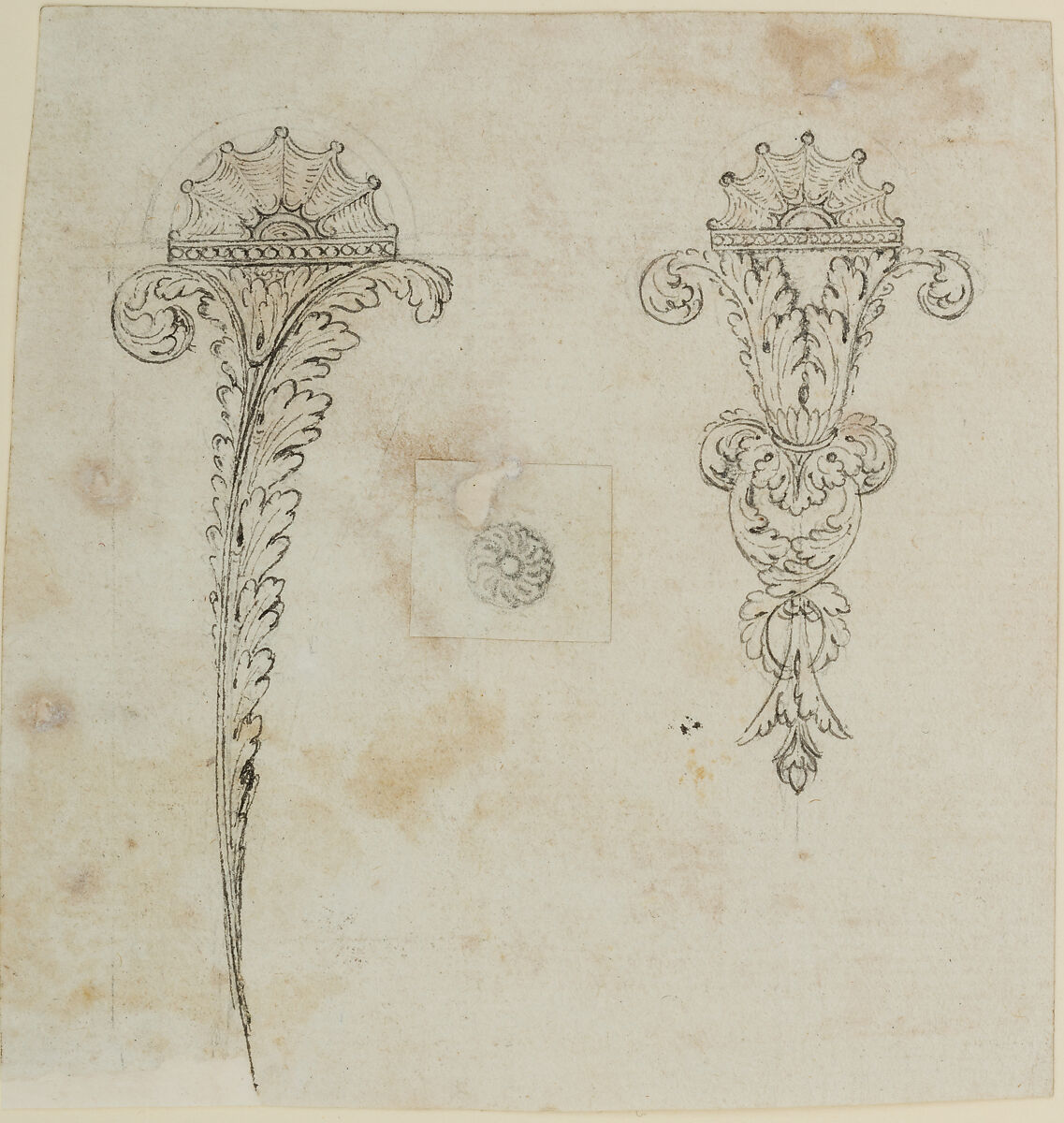 Designs for the Decoration of Firearms, Workshop of Nicolas Noël Boutet (French, Versailles and Paris, 1761–1833), Pencil, ink, gray wash on paper, French, Versailles 