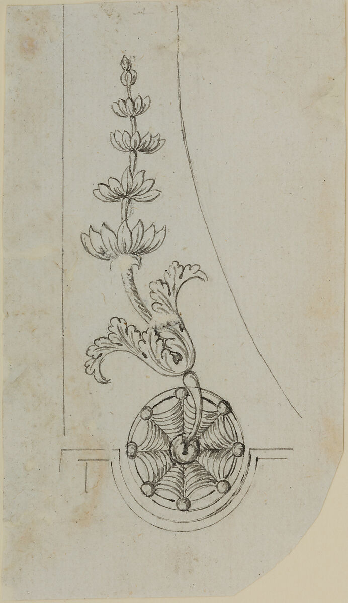 Design for the Decoration of Firearms, Workshop of Nicolas Noël Boutet (French, Versailles and Paris, 1761–1833), Pencil, ink, gray wash on paper, French, Versailles 