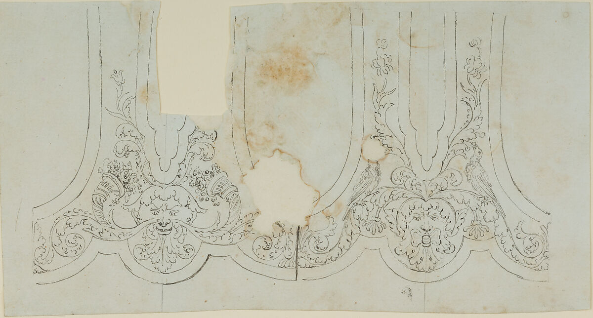 Two Designs for the Decoration of Barrel Tang Surrounds of a Firearm, Workshop of Nicolas Noël Boutet (French, Versailles and Paris, 1761–1833), Pencil, ink, gray wash on paper, French, Versailles 