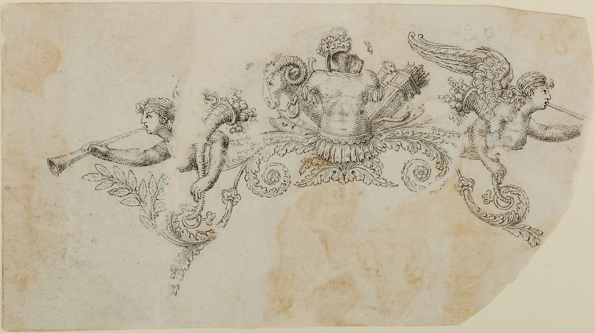 Design for the Decoration of Firearms, Workshop of Nicolas Noël Boutet (French, Versailles and Paris, 1761–1833), Pencil, ink, gray wash on paper, French, Versailles 