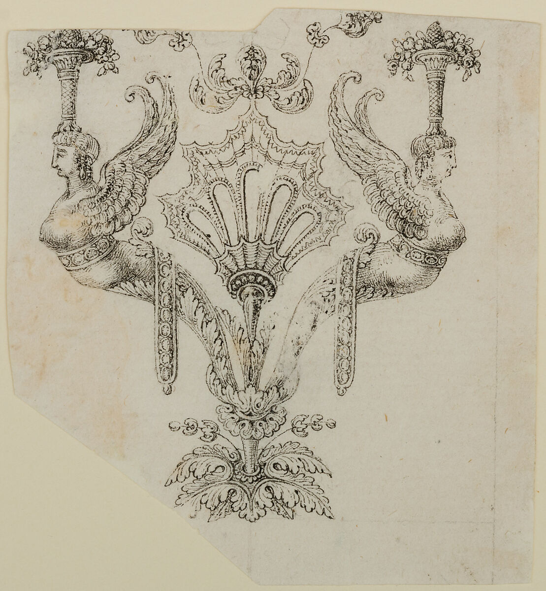 Design for the Decoration of Firearms, Workshop of Nicolas Noël Boutet (French, Versailles and Paris, 1761–1833), Pencil, ink, gray wash on paper, French, Versailles 