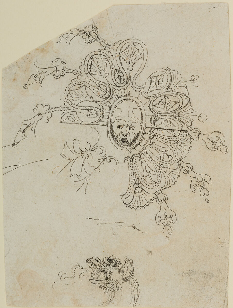 Partial Design for the Decoration of Firearms, Workshop of Nicolas Noël Boutet (French, Versailles and Paris, 1761–1833), Pencil, ink, gray wash on paper, French, Versailles 