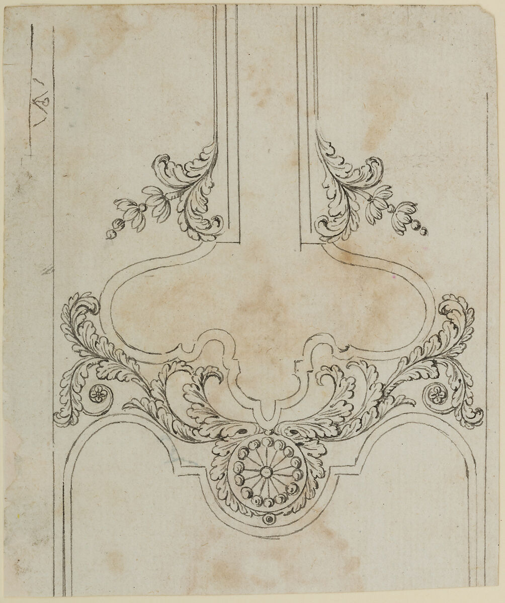 Design for the Decoration of the Surround of the Barrel Flat and Rear Sight of a Firearm, Workshop of Nicolas Noël Boutet (French, Versailles and Paris, 1761–1833), Pencil, ink, gray wash on paper, French, Versailles 